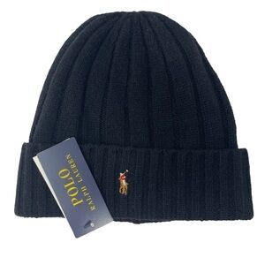 Polo Ralph Lauren Embroidered pony Merino Wool blend Beanie Hat Stocking cap NWT